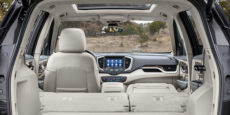 Rear view through the back of a 2024 GMC Terrain